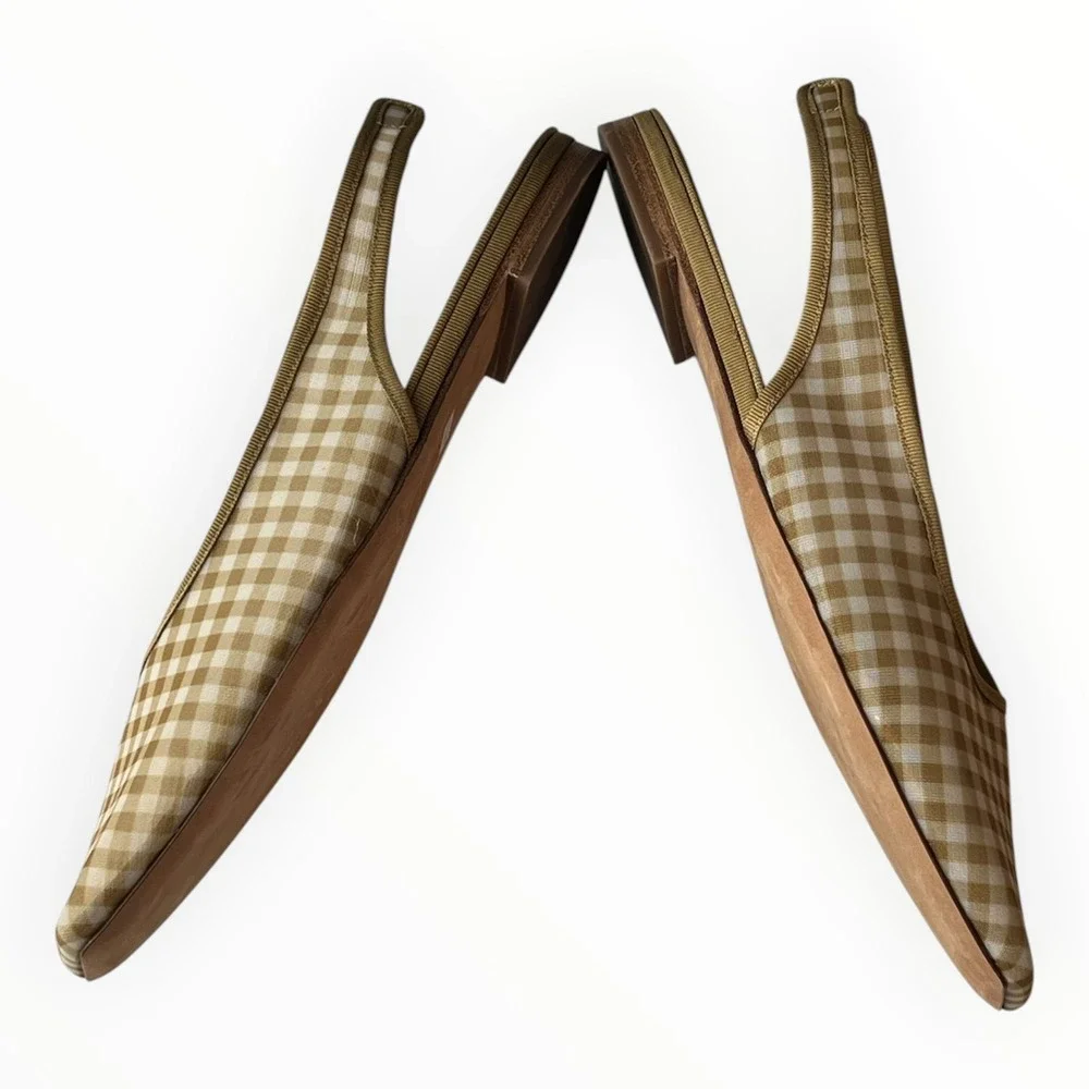 Vince Daphne II Gingham Mesh Slingback Flats Desert San Square Toe US 10 EU41 - Picture 10 of 12